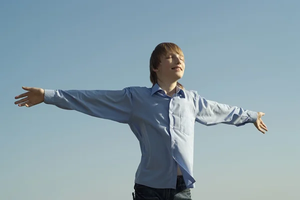 Lovely boy posing outdoors — Stock Photo, Image