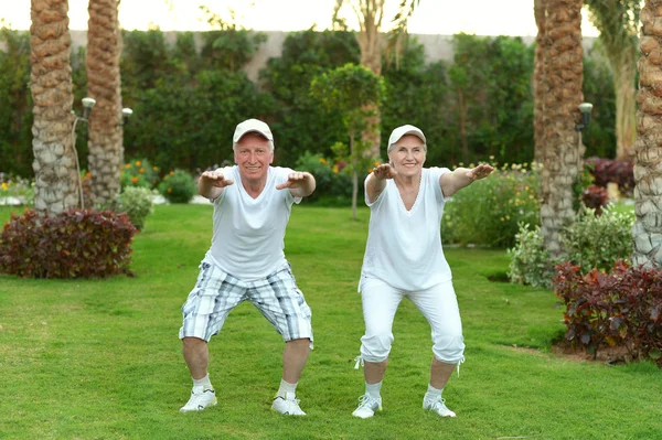 Senior couple exercising — Stock Photo, Image