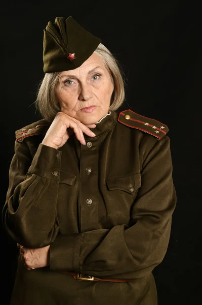 Elderly female soldier — Stock Photo, Image