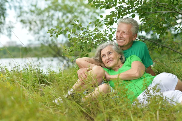 Casal com ovelhas de brinquedo bonito — Fotografia de Stock