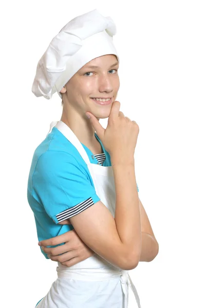 Kitchen boy thinks — Stock Photo, Image