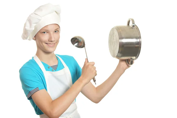 Kitchen boy beats — Stock Photo, Image