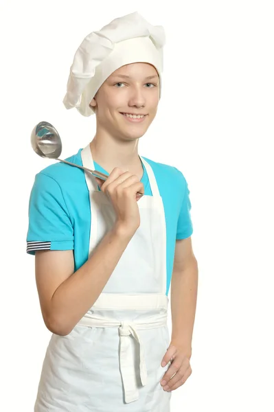 Kök pojke på vit — Stockfoto