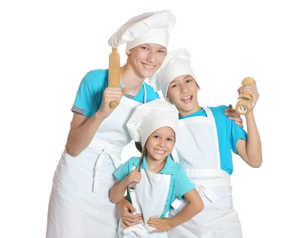 小孩子们在厨师制服 — 图库照片