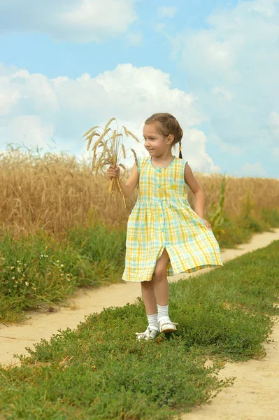 Menina com trigo — Fotografia de Stock