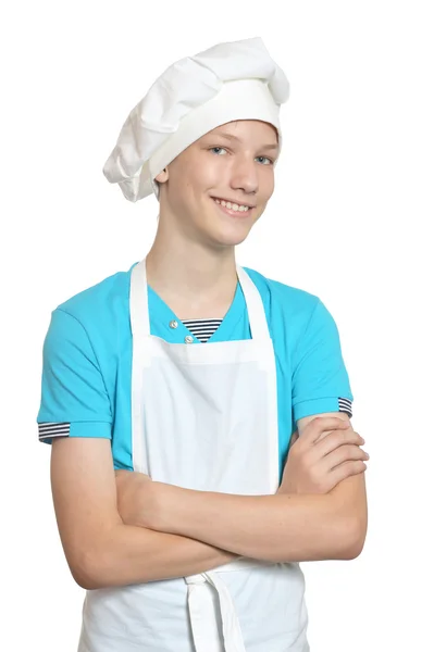 Cozinha menino posando — Fotografia de Stock