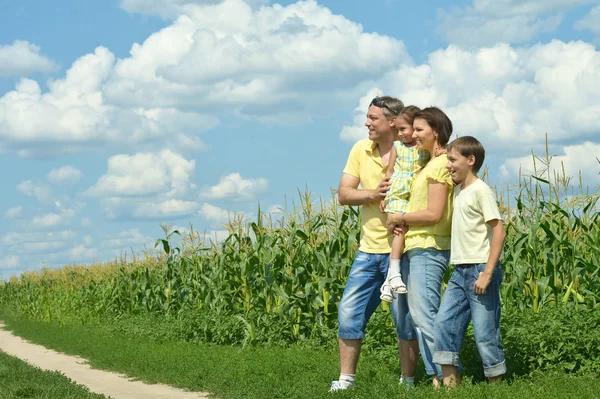 Familj på fältet — Stockfoto