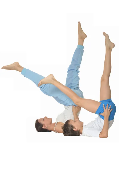 Mother and son exercising — Stock Photo, Image