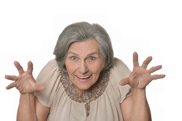 Older woman is happily surprised — Stock Photo, Image