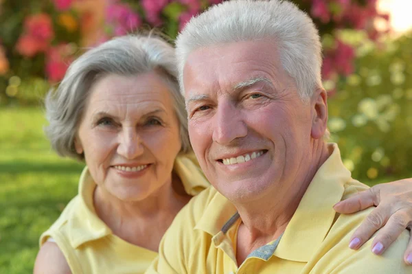 Seniorenpaar draußen im Sommerpark — Stockfoto