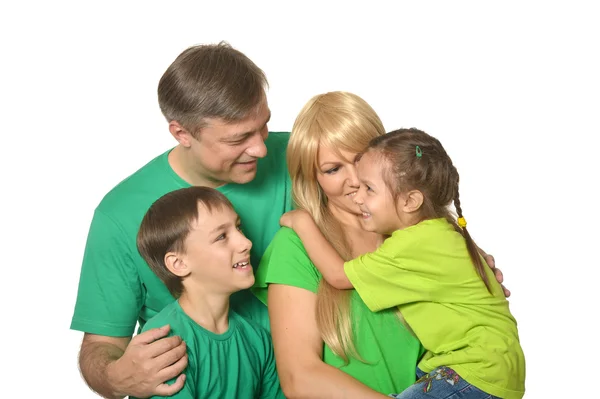 Família em uma roupa verde — Fotografia de Stock