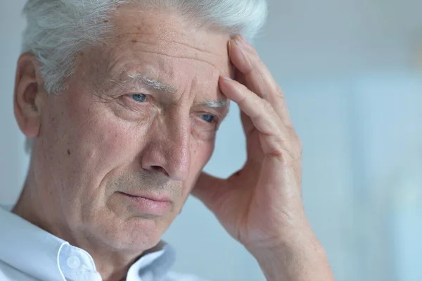 Portrait Sad Senior Man Thinking — Stock Photo, Image