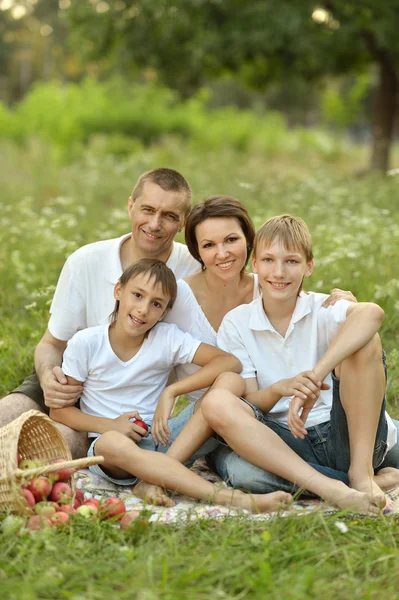 Šťastná rodina na pikniku — Stock fotografie