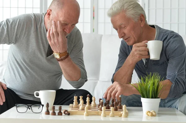 Senioren Die Thuis Schaken — Stockfoto