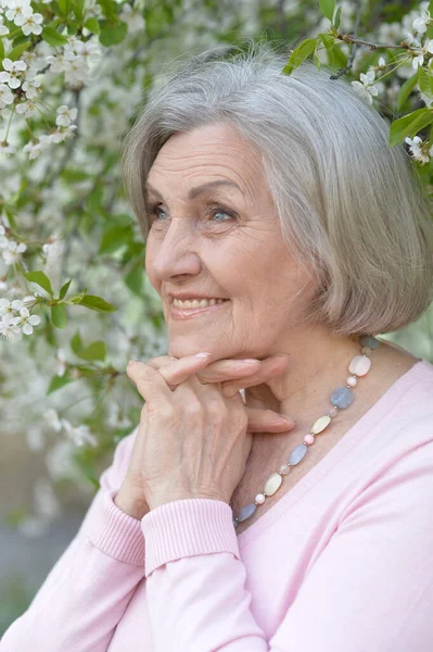 Feliz Sonriente Mujer Mayor Aire Libre — Foto de Stock