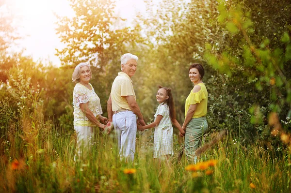 Happy Family Posing Field — 图库照片