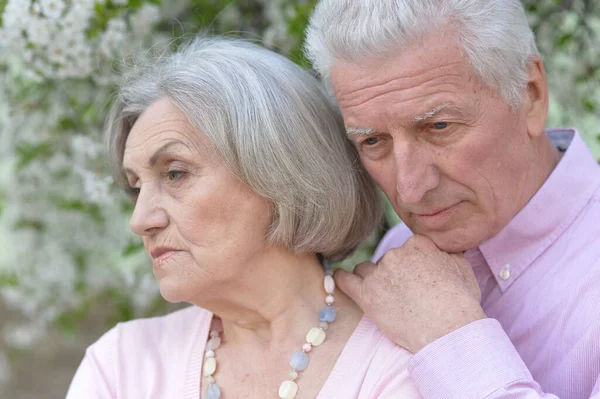 Portrait Beautiful Sad Senior Couple — стоковое фото