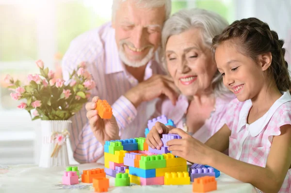 Счастливая Семья Играет Блоками — стоковое фото