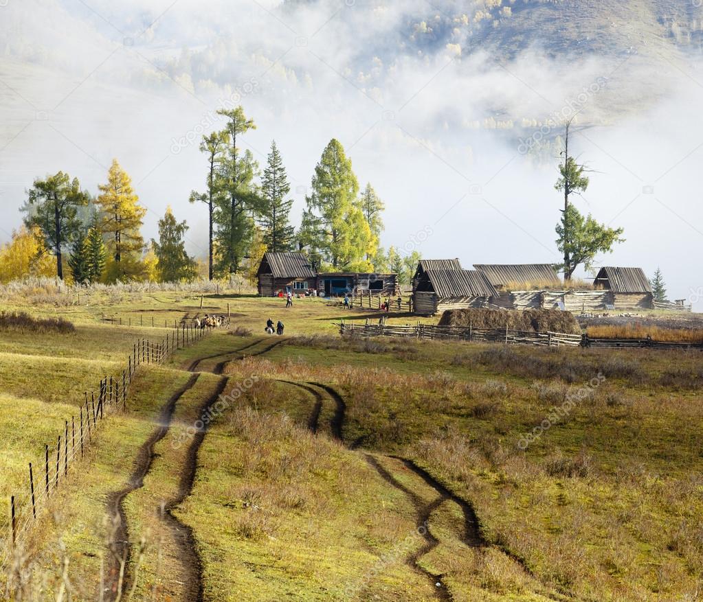 Xinjiang, china: small village in the kanas area