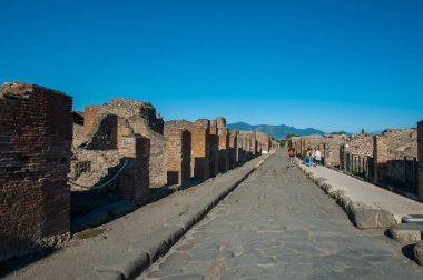 İtalya 'nın tarihi şehri. Pompei harabeleri, Napoli yakınlarındaki Roma şehri.