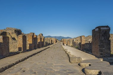İtalya 'nın tarihi şehri. Pompei harabeleri, Napoli yakınlarındaki Roma şehri.
