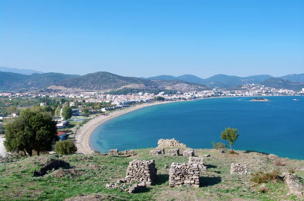 Panorama de Nea Peramos y el mar Egeo Imágenes de stock libres de derechos