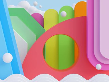 Renkli 3d görüntüleme elementinin çeşitlilik biçimine sahip soyut arkaplan