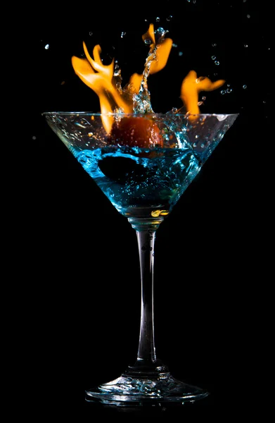 Splash with alcohol and fire — Stock Photo, Image