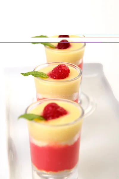 Ice cream in glass with strawberry — Stock Photo, Image