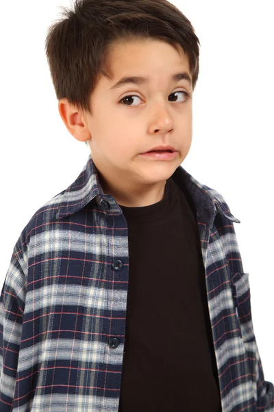 Criança masculina com expressão de medo — Fotografia de Stock