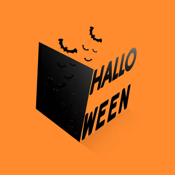 Šťastný Halloween Textový Transparent Černou Skříňkou Netopýry Vektorová Ilustrace — Stockový vektor