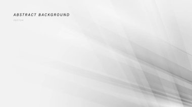 Soyut beyaz ve gri geometrik düz çizgili arka plan. Fütürist ve teknoloji kavramı. Vektör illüstrasyonu