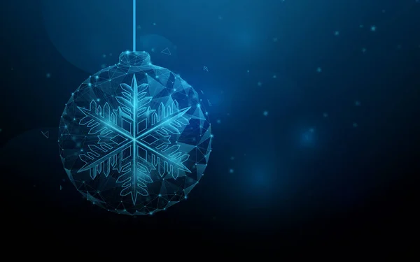 圣诞球和雪花从线条 三角形和粒子风格的设计 说明性病媒 — 图库矢量图片