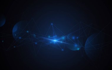 Soyut çizgiler ağ bağlantısı. Soyut Fütürist ve teknoloji yüksek teknolojili dijital arka plan. Vektör illüstrasyonu