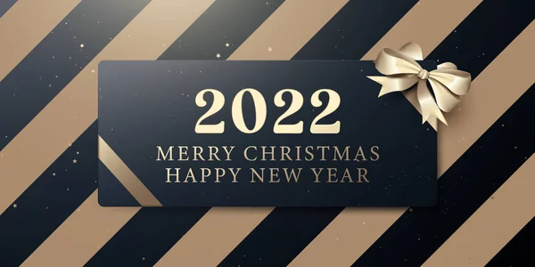 Banner Navidad Azul Oscuro Oro Carteles Tarjetas Encabezados Sitio Web — Vector de stock