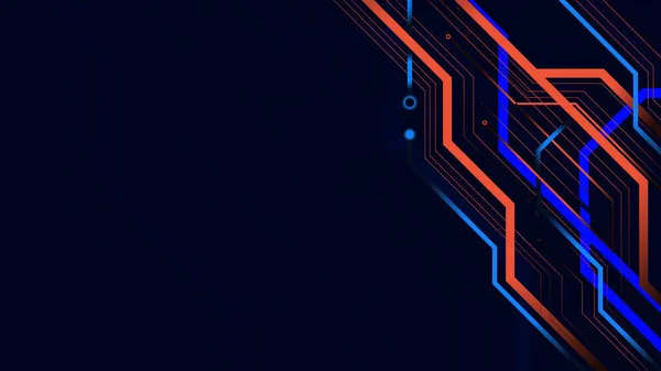アブストラクトブルーとオレンジのカラー回路ライン Futuristic Technology Digitalハイテクの背景 — ストックベクタ