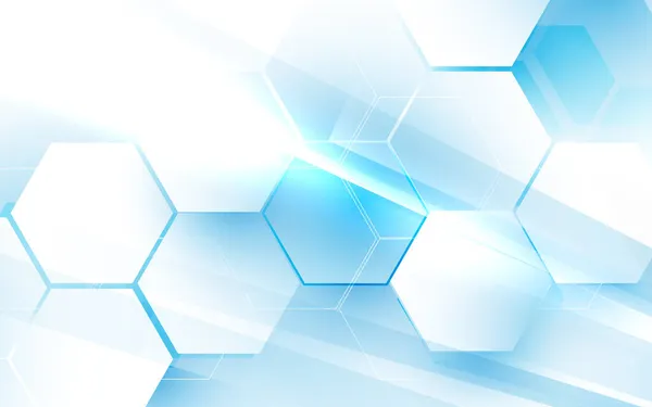 Αφηρημένο Μπλε Και Άσπρο Φόντο Εξάγωνο Τεχνολογία Και Υγεία Υπόβαθρο — Διανυσματικό Αρχείο