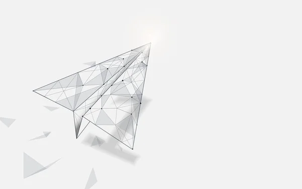 Паперові Літаки Літають Від Ліній Трикутників Дизайну Стилю Частинок Вектор — стоковий вектор