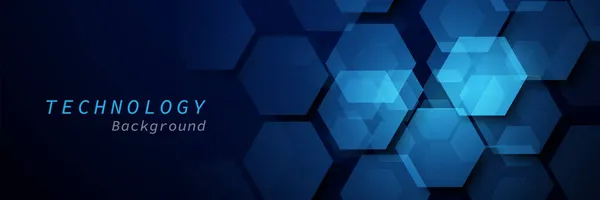 Αφηρημένο Μπλε Εξάγωνο Φόντο Φουτουριστικό Τεχνολογικό Ψηφιακό Υπόβαθρο Υψηλής Τεχνολογίας — Διανυσματικό Αρχείο