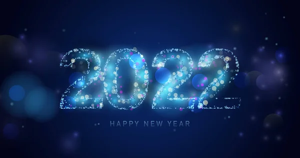 祝2022年新年快乐 2022年在Bokeh背景上形成的抽象发光 — 图库矢量图片