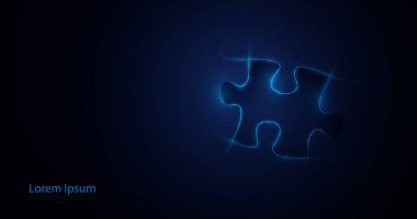 Kayıp parçalı bir yapboz. İş, takım çalışması, başarı. Düşük çokgen çizgisi, üçgenler ve parçacık stili tasarımı. Geometrik kablo çerçevesi