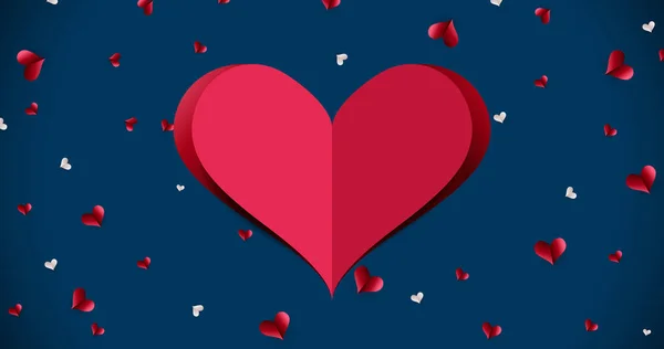 Feliz Día San Valentín Fondo Color Rojo Corazón Papel Con — Vector de stock