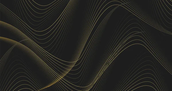 概要暗い背景に豪華な金の波線 波のパターン ベクターイラスト — ストックベクタ