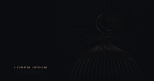 Mešita Zlatých Linií Ramadan Eid Concept Luxusní Pozadí — Stockový vektor