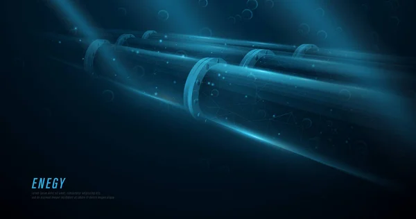Gas Pipeline Auf Dem Meeresboden Unter Wasser Linie Punkt Und — Stockvektor
