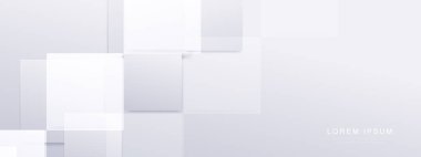 Soyut beyaz ve gri dikdörtgenler geometrik şekil arkaplanı. Fütürist teknoloji dijital yüksek teknoloji konsepti. Vektör illüstrasyonu