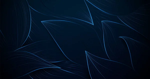 Abstract Leaves Blue Lines Art Background Vector Illustration — Stok Vektör