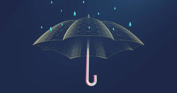 Umbrella Protection Shield Low Poly Wireframe Style Design Vector Illustration — Stok Vektör