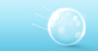 Barrier protective shield on blue abstract geometric background. Vector illustration