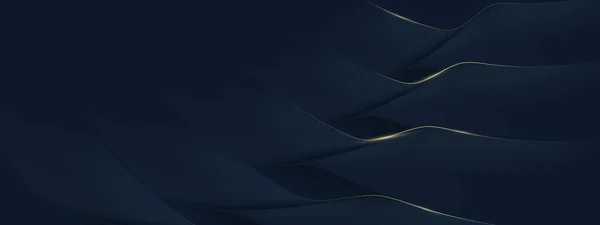 Abstract Blue Wavy Luxury Dark Blue Gold Background Vector Illustration — Image vectorielle